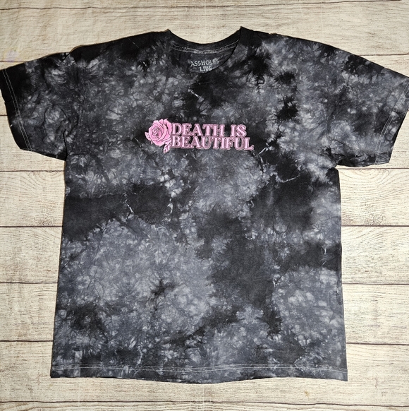 Assholes live forever death is beautiful skull and roses tie dye graphic tee - Picture 2 of 7